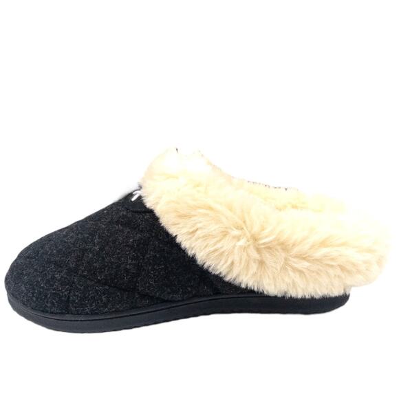Dearfoams Indoor Outdoor Women's Memory Foam Slippers Quilted Faux Fur Slip On - Picture 3 of 8